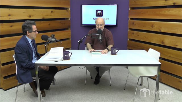 Dr. Bock and guest recording The Table podcast